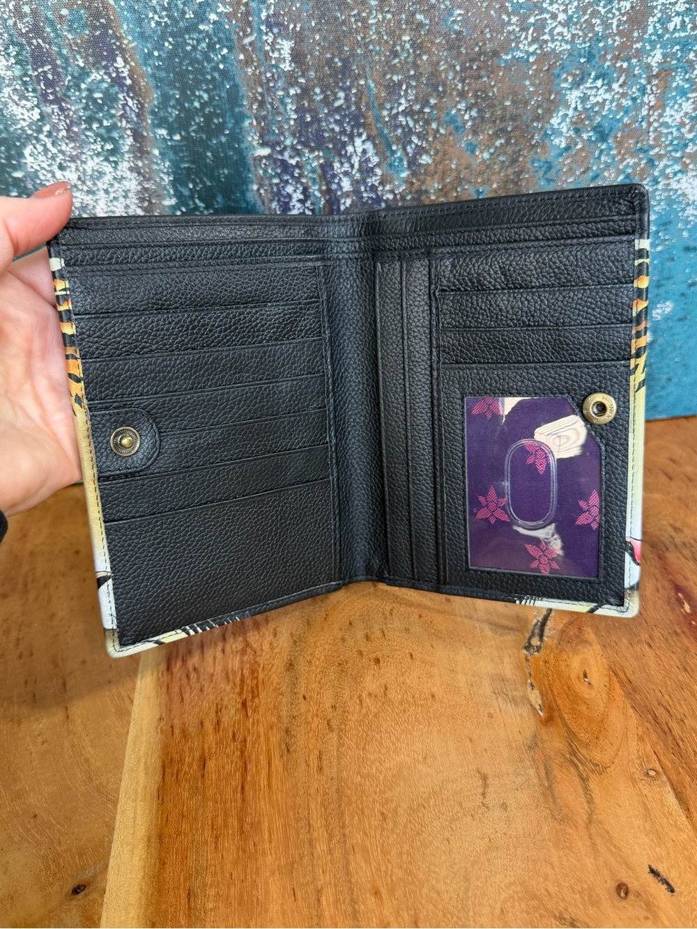 Anuschka Maximalist Tiger Hand-Painted Leather Wallet - Picture 4 of 11